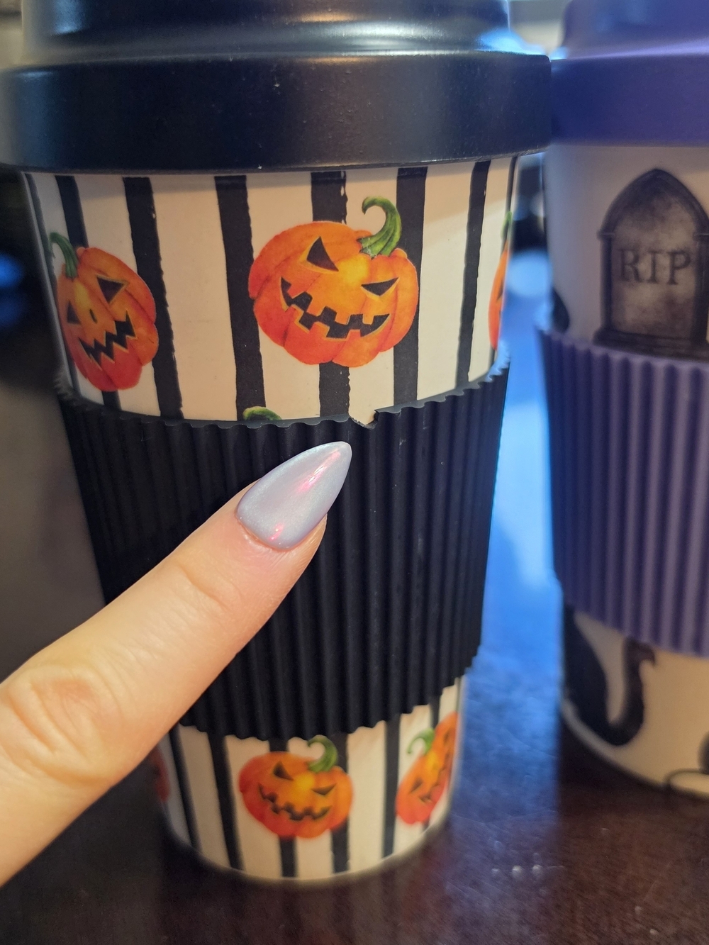 Reusable Halloween Travel Mug Set - Black & Purple - Picture 5 of 6